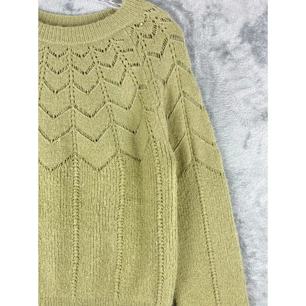 ASTR The Label‎ Dia Pointelle Sweater Medium Dusty Sage Green Quiet Luxury